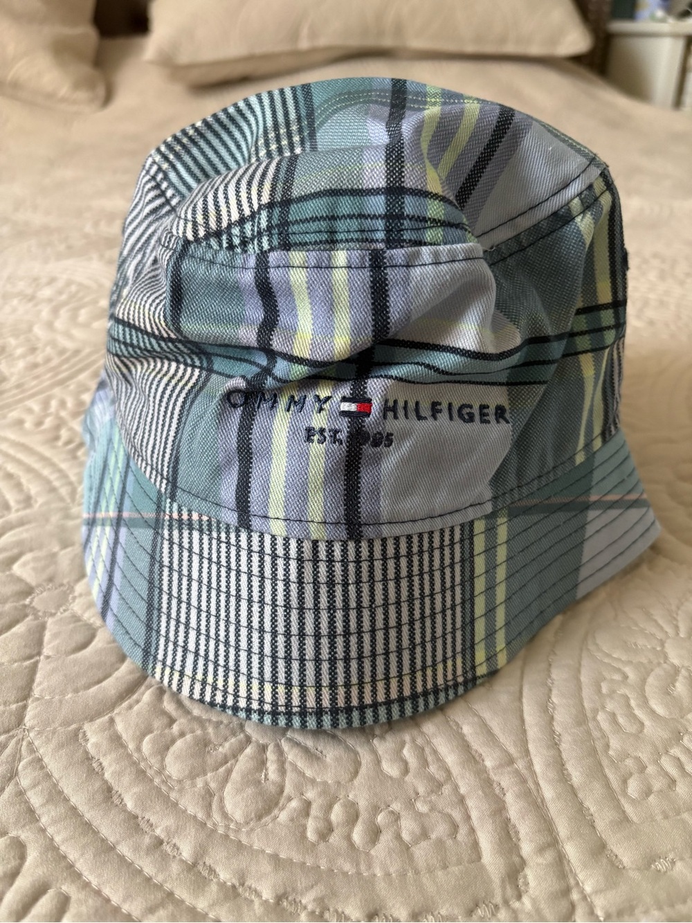 Tommy Hilfiger Light Blue & Yellow Plaid Bucket Hat